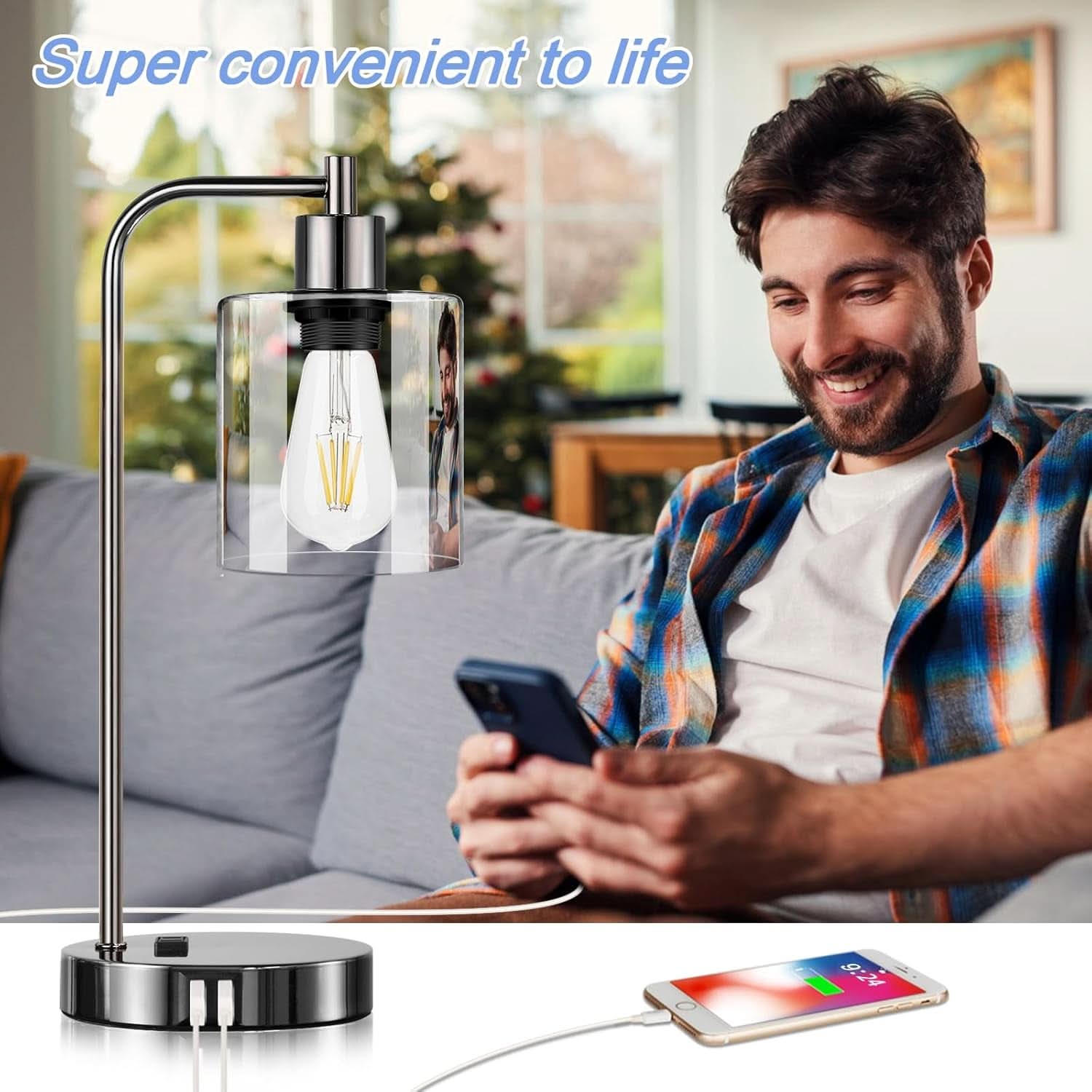 Industrial Table Lamps Black Nickel Touch Control Dimmable