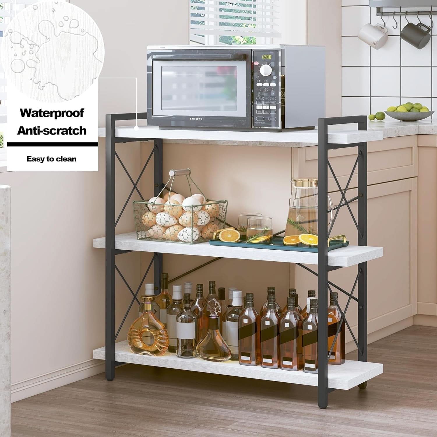 Industrial Three Tier Open Bookcase With Metal Frame Sturdy