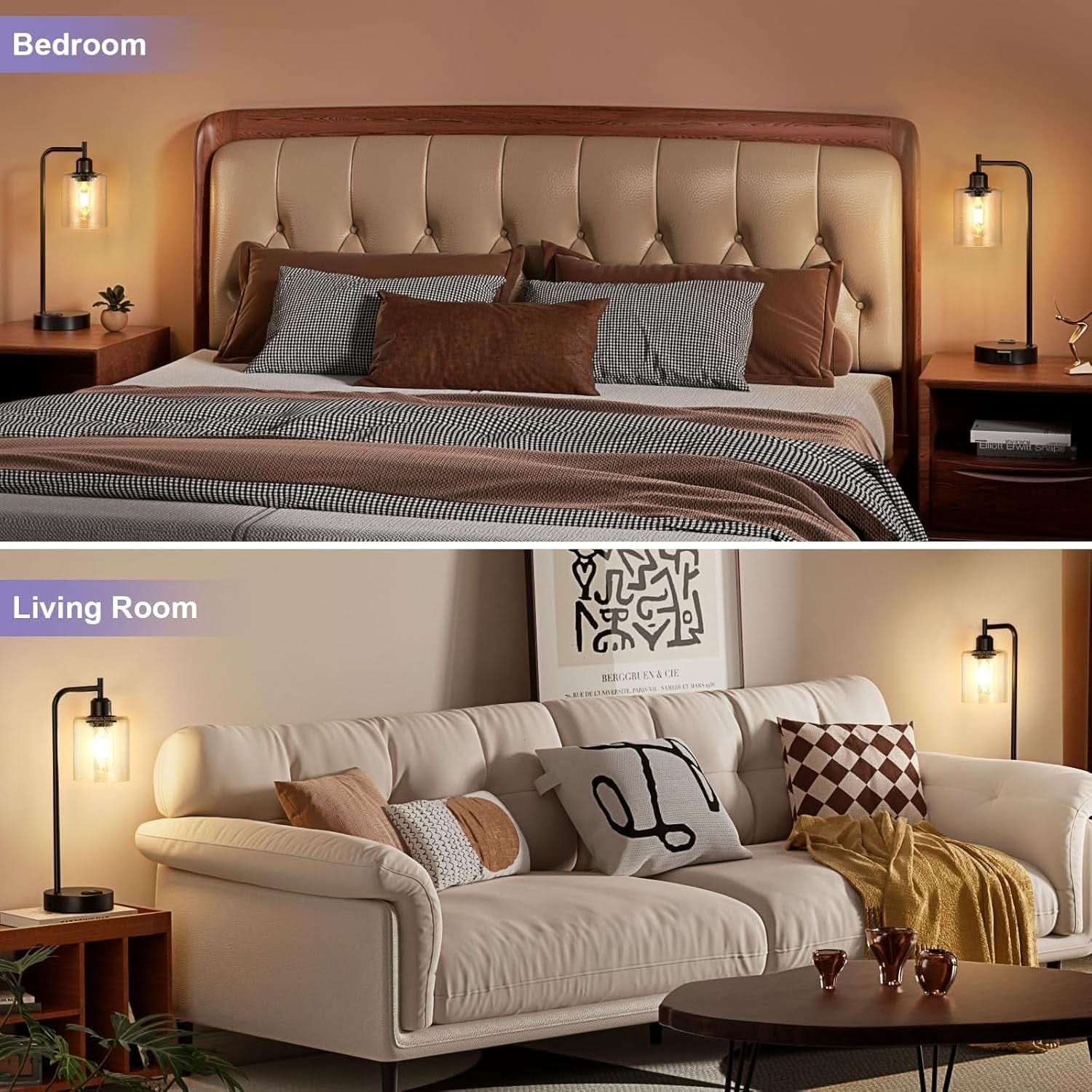 Industrial Touch Table Lamps 2 Pack Black 3 Way Dimming