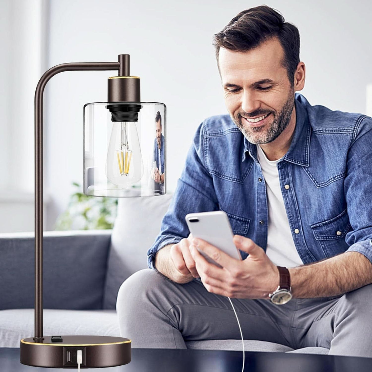Industrial Touch Table Lamps Set Of 2 Oil Rubbed Bronze