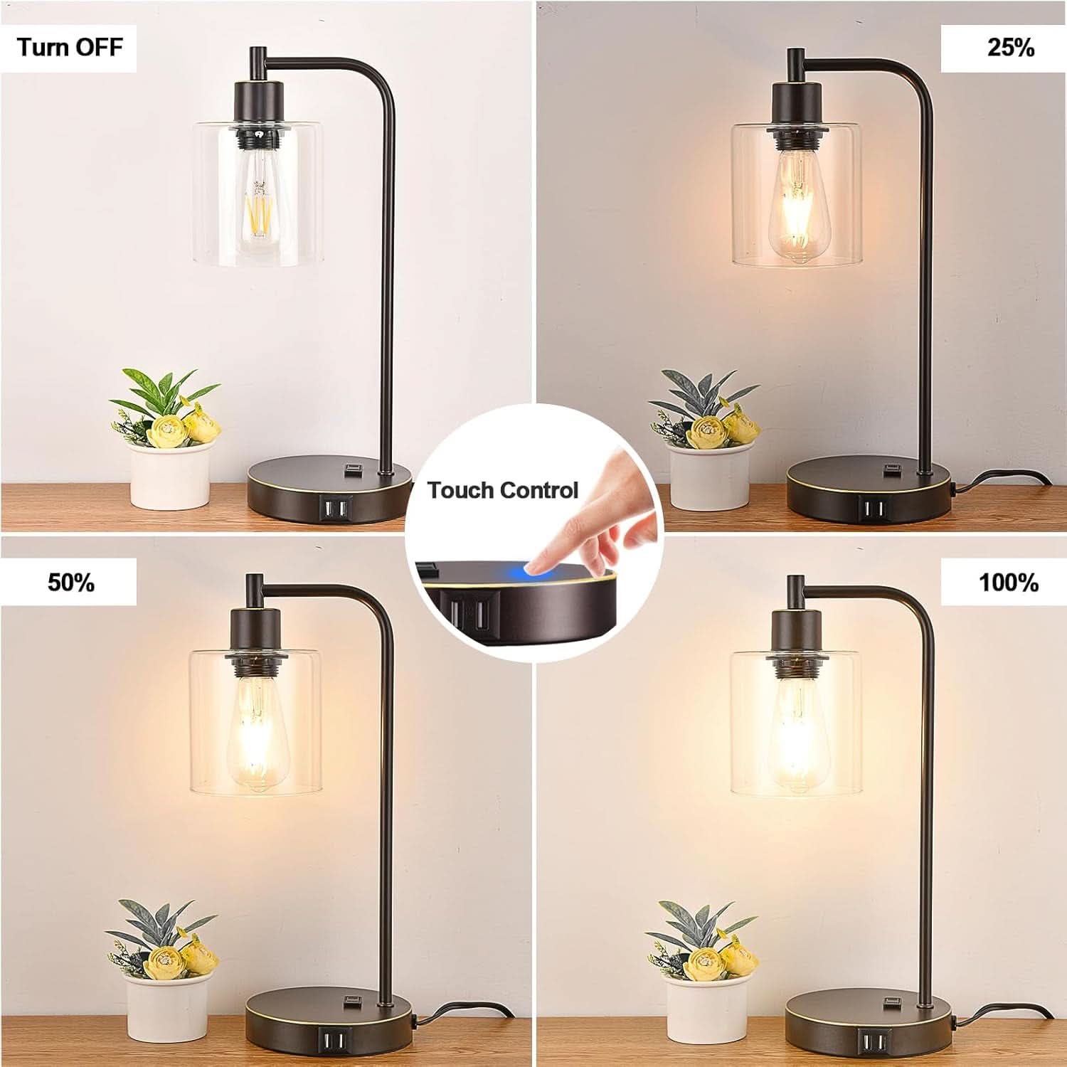 Industrial Touch Table Lamps Set Of 2 Oil Rubbed Bronze