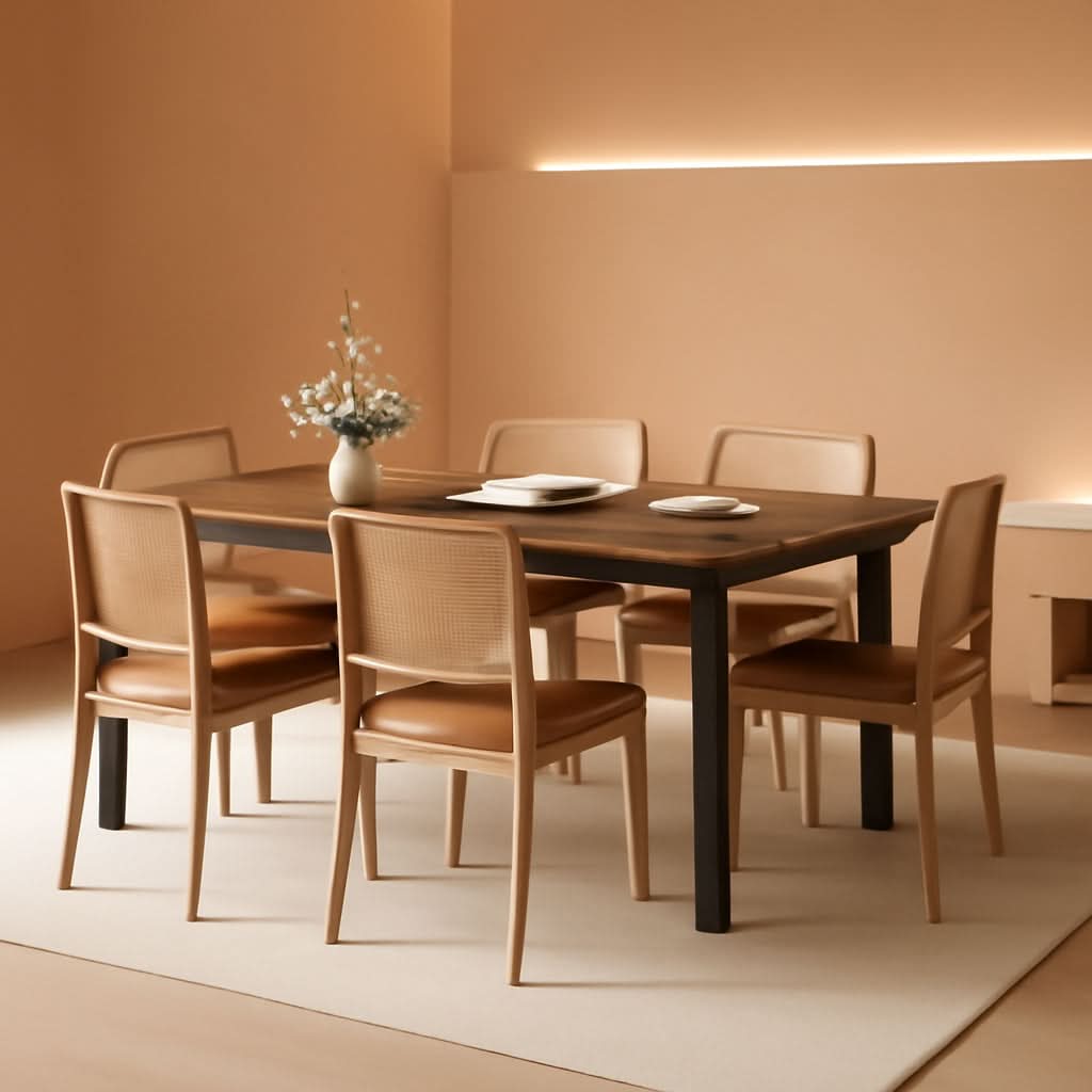 Industrial Wood Dining Table 78.7 Inches Long Brown Finish
