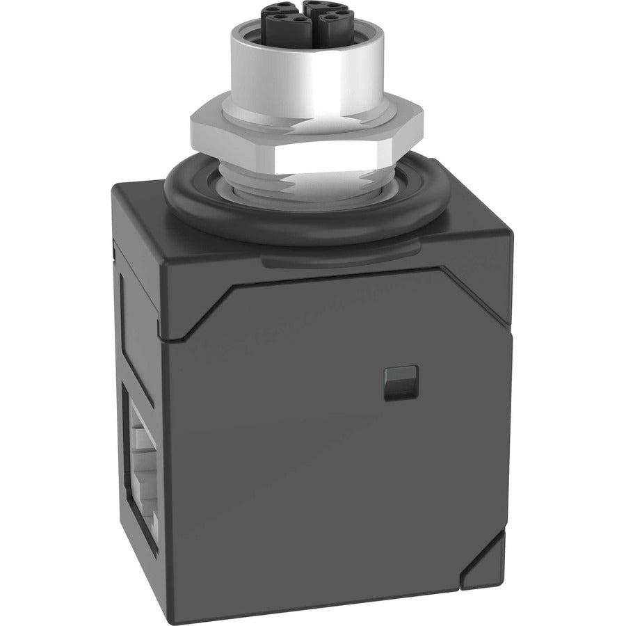 IndustrialNet M12 X-Code Female to 90&deg; RJ45 Coupler Adapter
