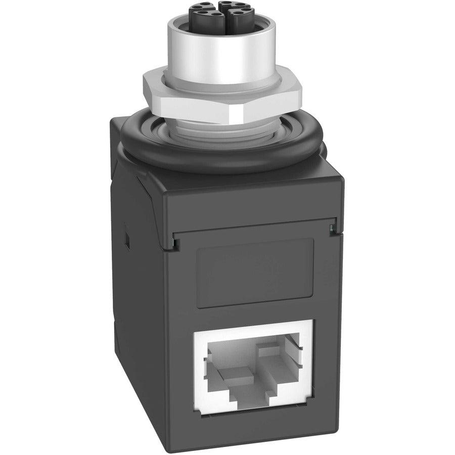 IndustrialNet M12 X-Code Female to 90&deg; RJ45 Coupler Adapter