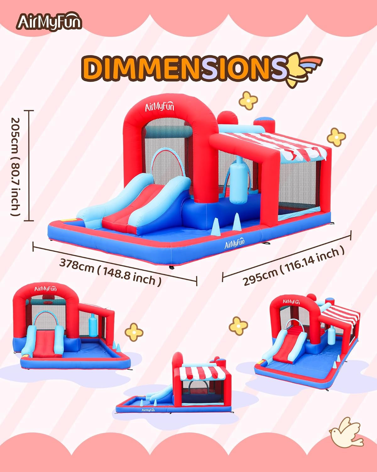 Inflatable Bounce House With Slide Ball Pit Outdoor Play