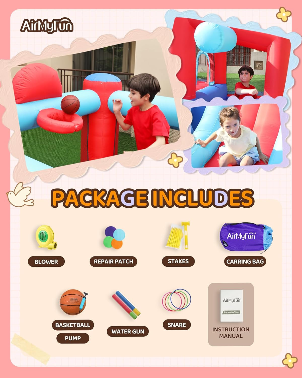 Inflatable Bounce House With Slide Ball Pit Outdoor Play