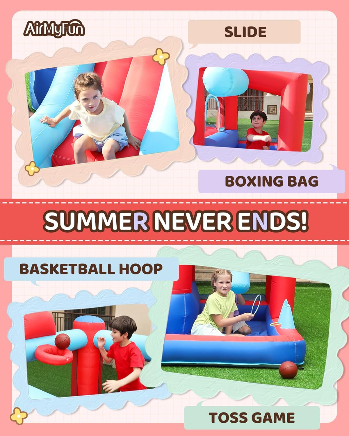 Inflatable Bounce House With Slide Ball Pit Outdoor Play