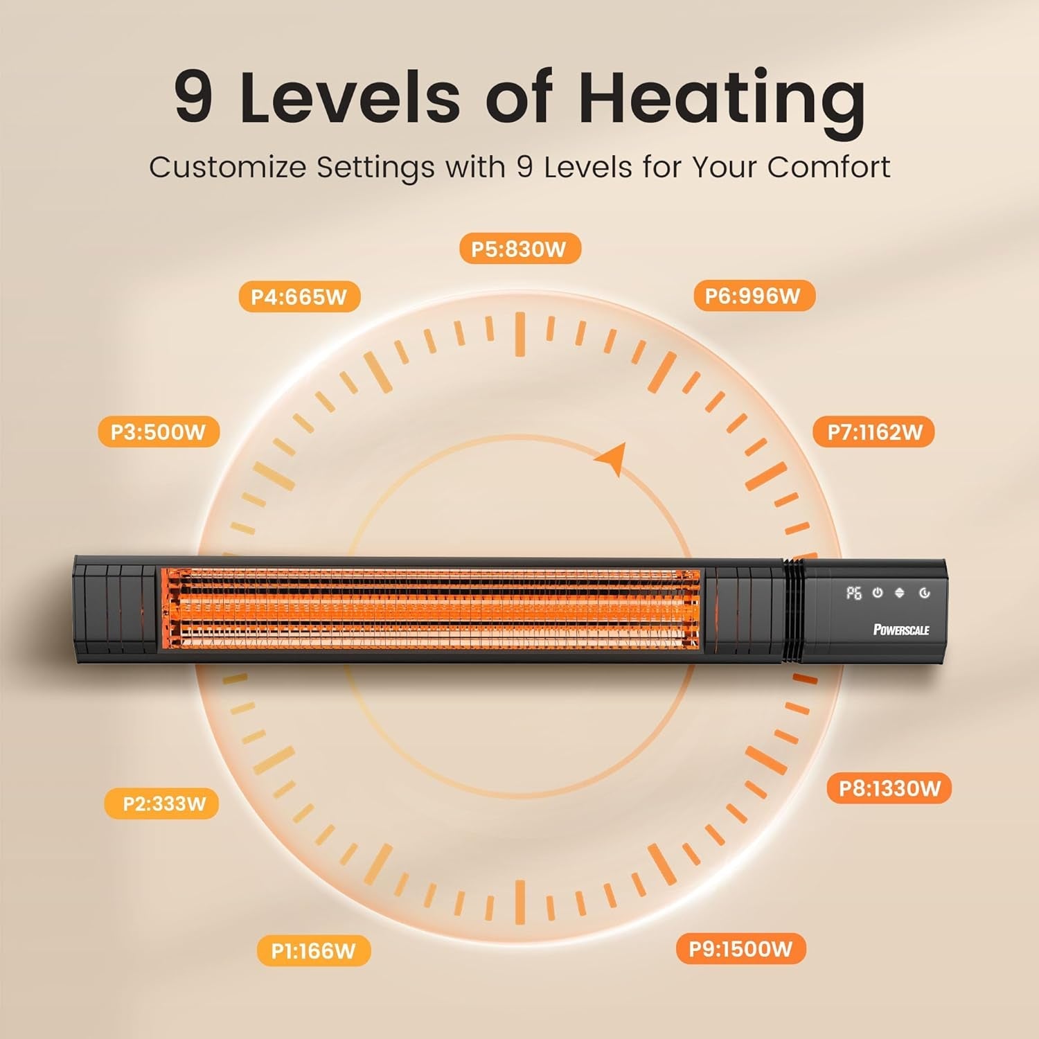 Infrared Patio Heater 1500W IP65 Waterproof Outdoor