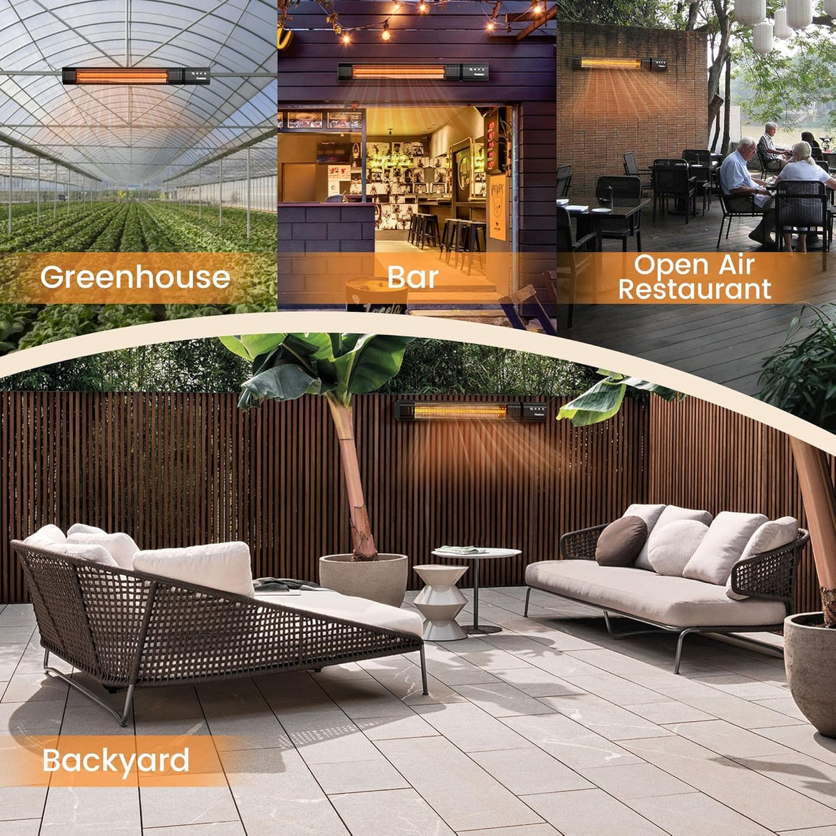 Infrared Patio Heater 1500W IP65 Waterproof Outdoor