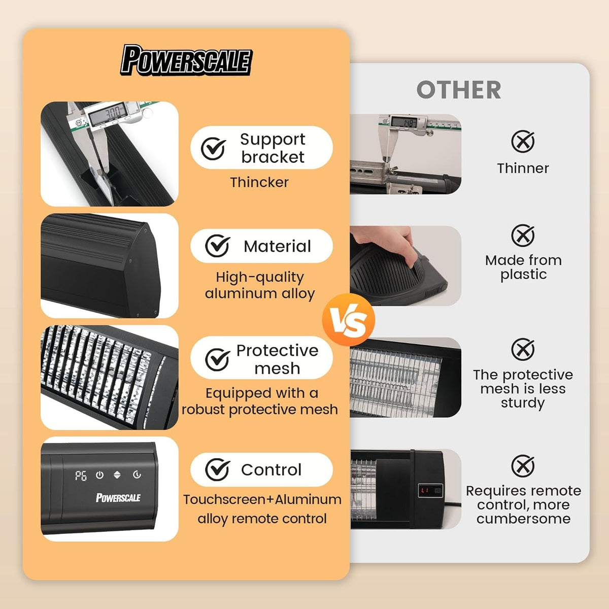 Infrared Patio Heater 1500W IP65 Waterproof Outdoor