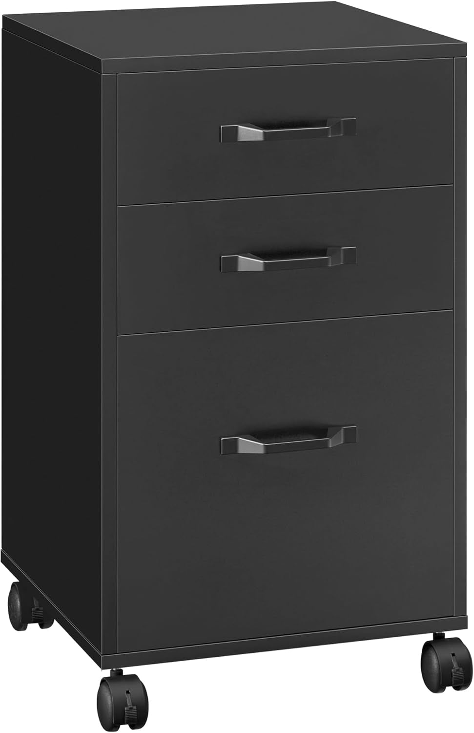 Ink Black 3 Drawer File Cabinet With Wheels For A4 And Letter