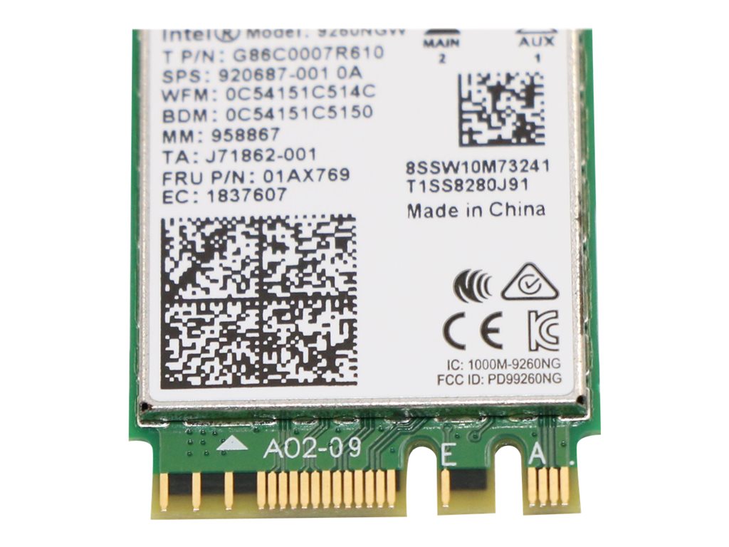 Intel 9260NGW - Network adapter - M.2 Card - Bluetooth, 802.11 - FRU - for IdeaCentre AIO 3 22IMB05; ThinkCentre M70;