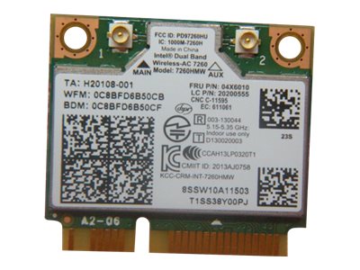 Intel Dual Band Wireless-AC 7260 - Network adapter - Bluetooth 4.0, Wi-Fi 5 - FRU