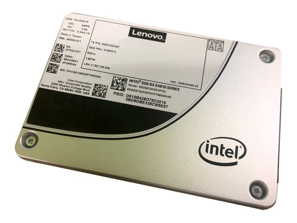 Intel S4610 Mainstream - SSD - encrypted - 240 GB - hot-swap - 2.5 - SATA 6Gb/s - 256-bit AES - CRU - for ThinkSystem