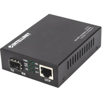 Intellinet 10GBase-T to 10GBase-R Media Converter, 1 x 10 GB SFP+ Slot, 1 x 10GB RJ45 Port 508193