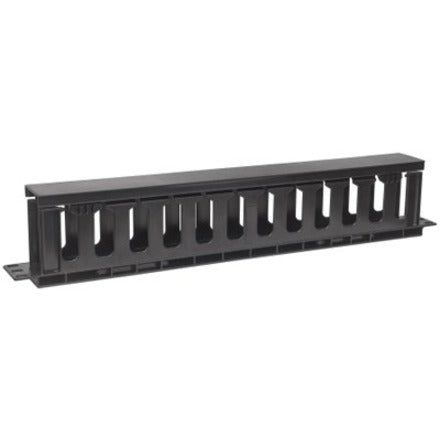 Intellinet 19" Cable Management Panel, 19" Rackmount Cable Manager, 1U, with Cover, Black