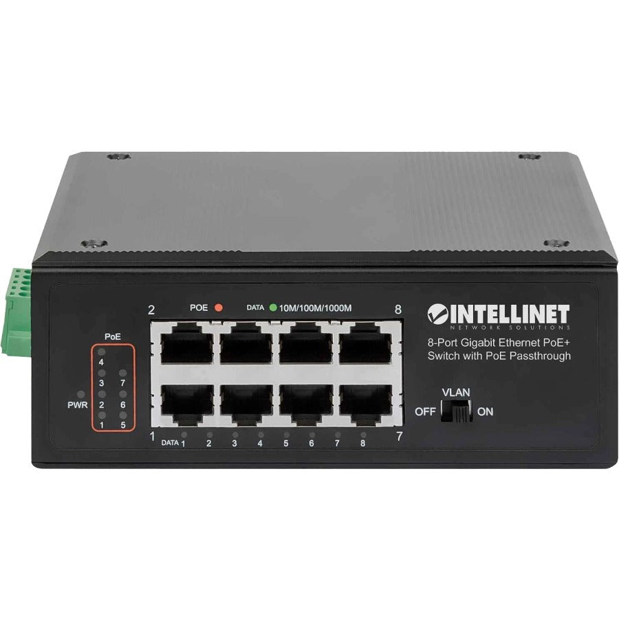 Intellinet 8-Port Gigabit Ethernet PoE+ Switch with PoE Passthrough - 8 Ports - 2 Layer