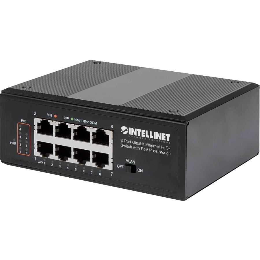 Intellinet 8-Port Gigabit Ethernet PoE+ Switch with PoE Passthrough - 8 Ports - 2 Layer