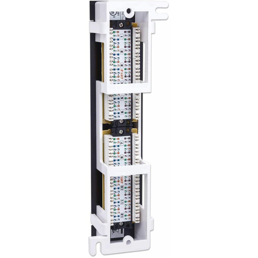 Intellinet Patch Panel, Cat6, Wall-mount, UTP, 12 Port, Black - 12 Port(s) - 12 x RJ-45 -