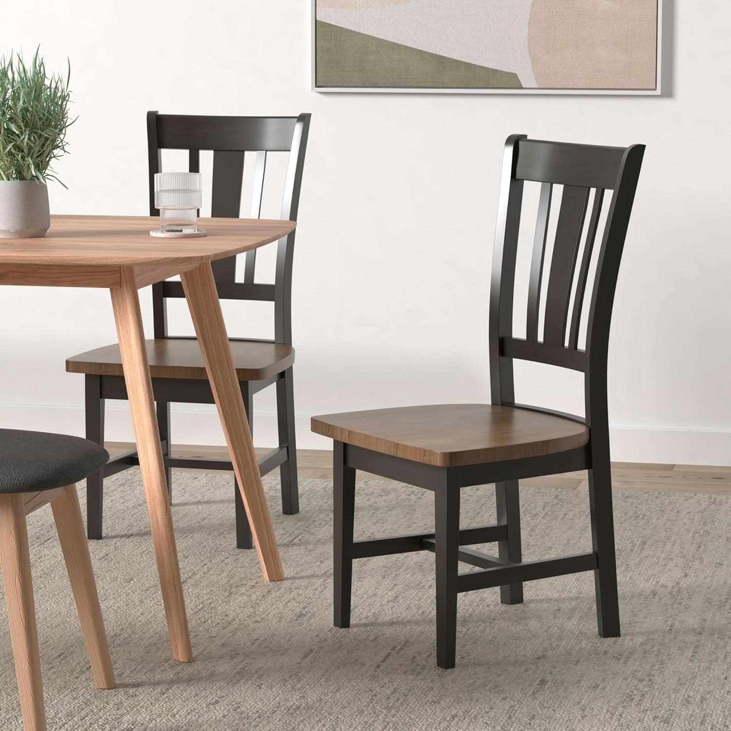 International Concepts Splatback Dining Chair Hickory Washed Coal
