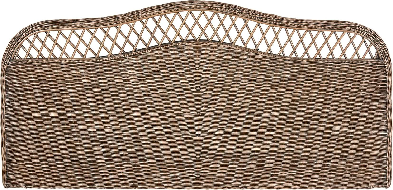 Intricately Woven Brown Rattan Queen Size Headboard