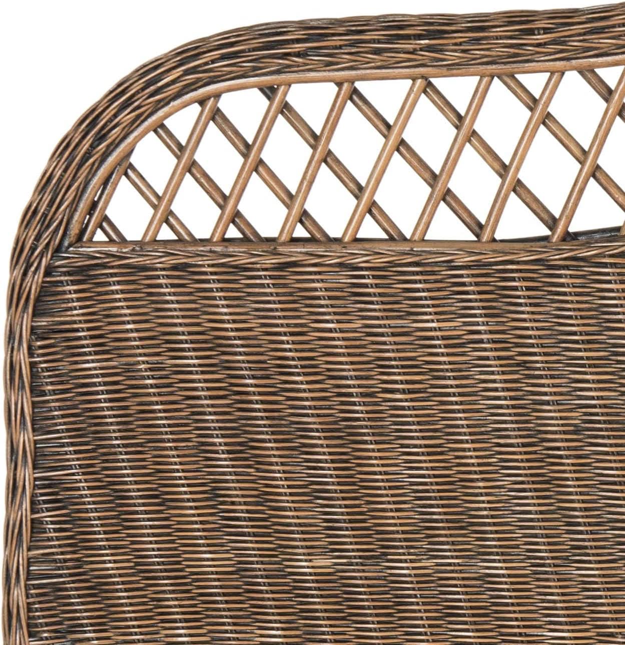 Intricately Woven Brown Rattan Queen Size Headboard
