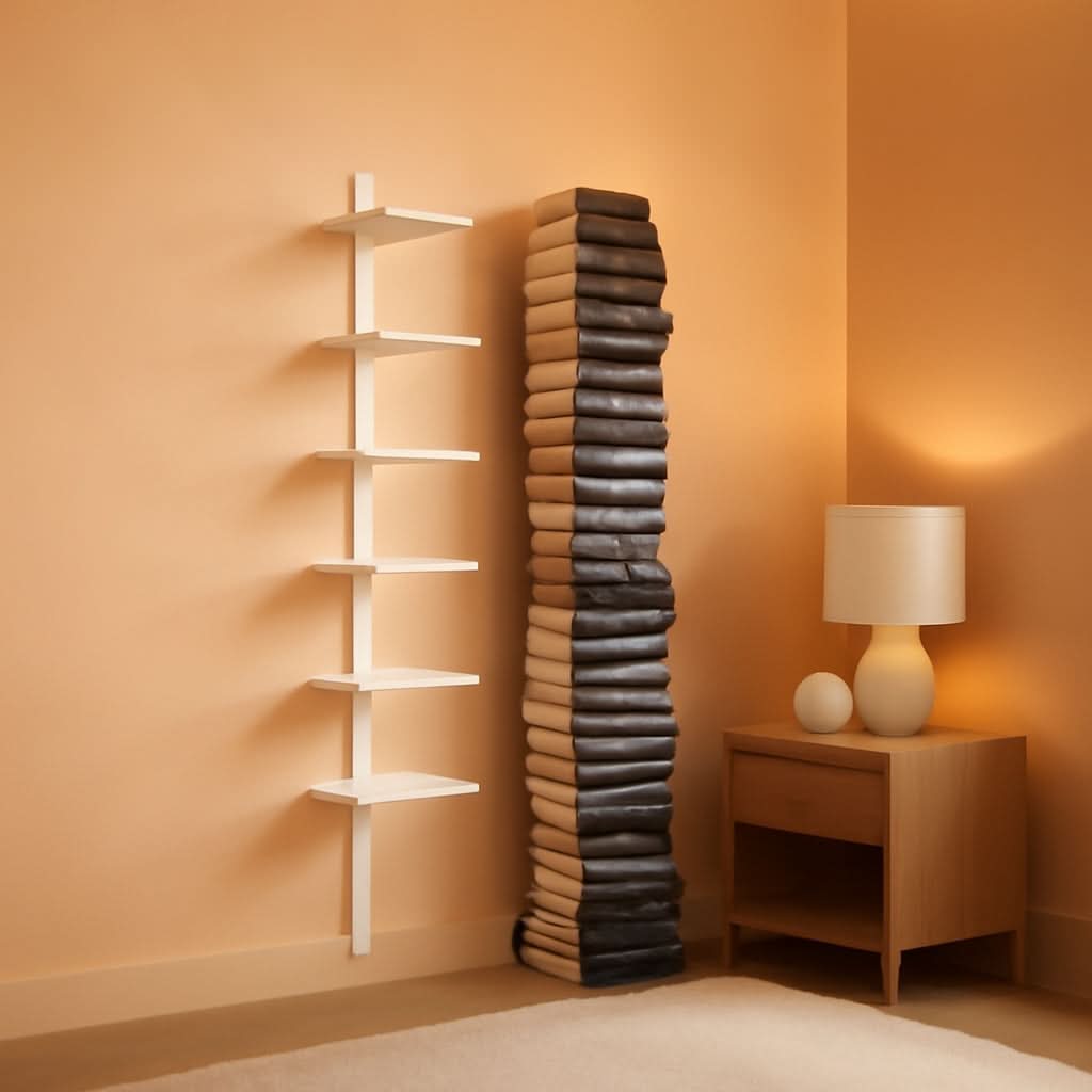 Invisible Floating Bookshelf Wall Mounted 8 Tier White