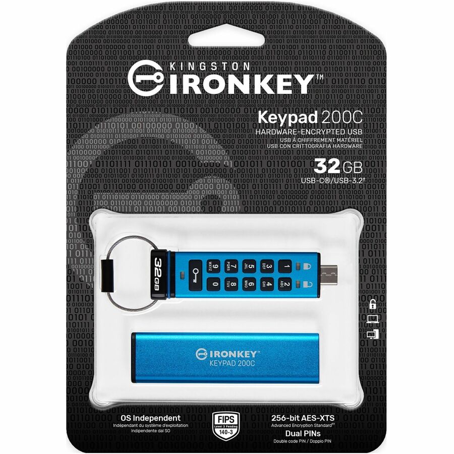 IronKey FIPS 140-3 Level 3 (Pending) Certified Keypad Drive - 32 GB - USB 3.1 (Gen 1)