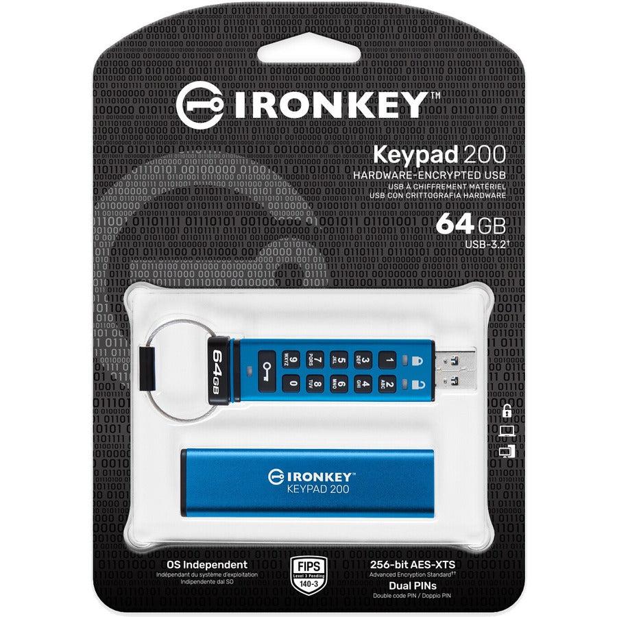 IronKey Keypad 200 64GB USB 3.2 (Gen 1) Type A Flash Drive IKKP200/64GB