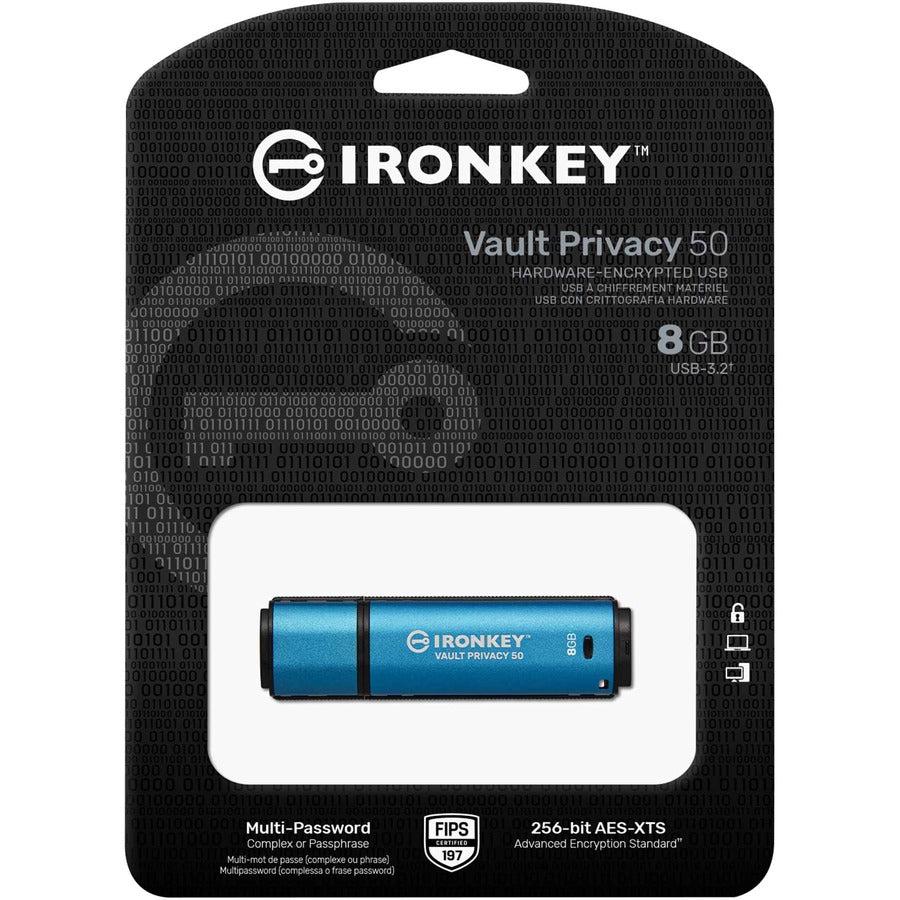 IronKey Vault Privacy 50 Series 8GB USB 3.2 (Gen 1) Type A Flash Drive IKVP50/8GB