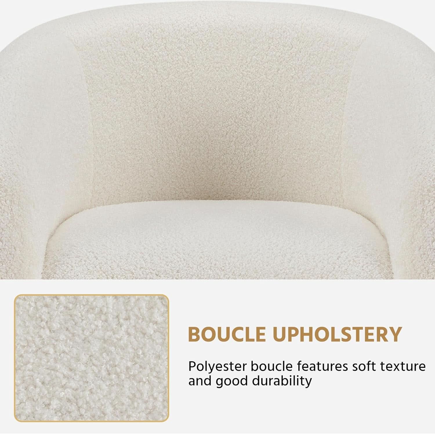Ivory Barrel Chairs Boucle Living Room Duo Two Piece Set