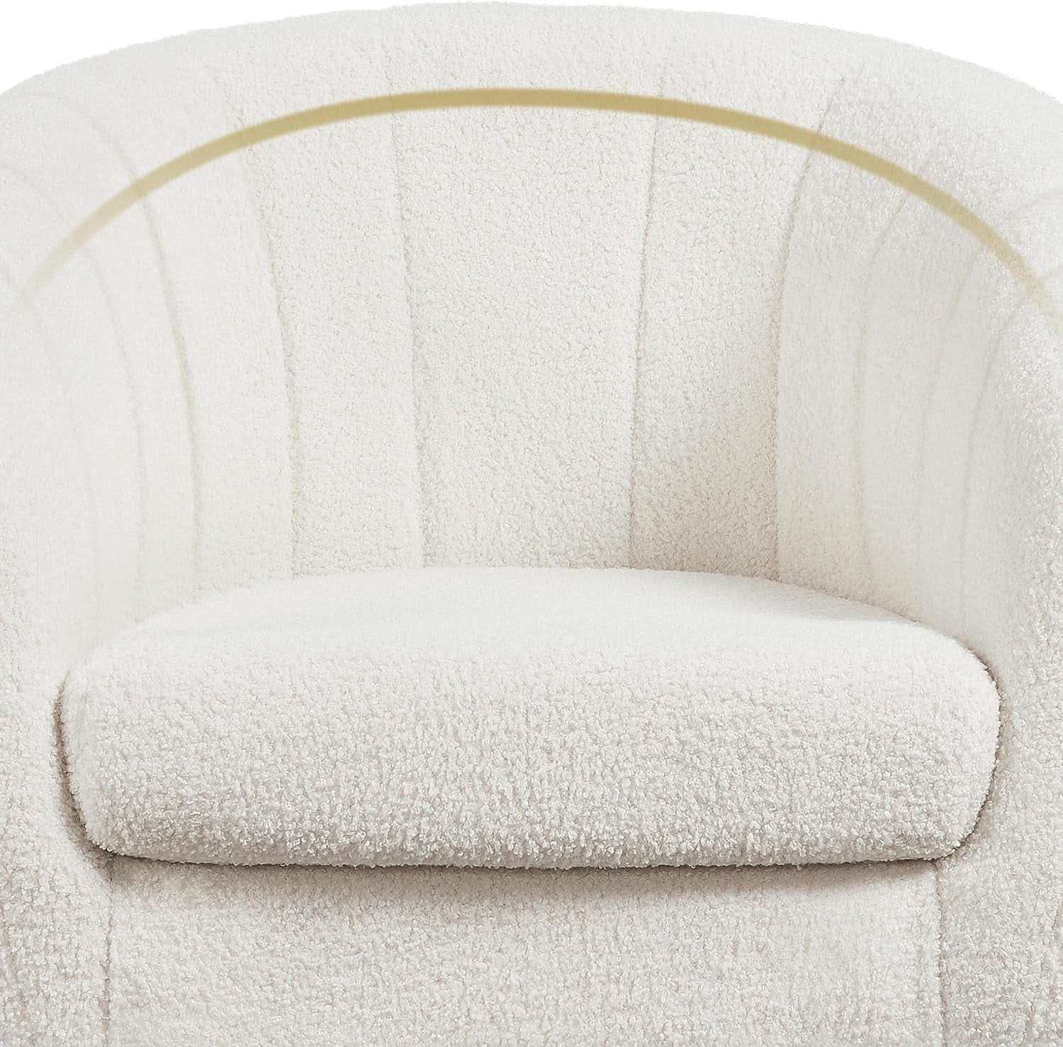 Ivory Boucle Upholstered Accent Chair Removable Cushion