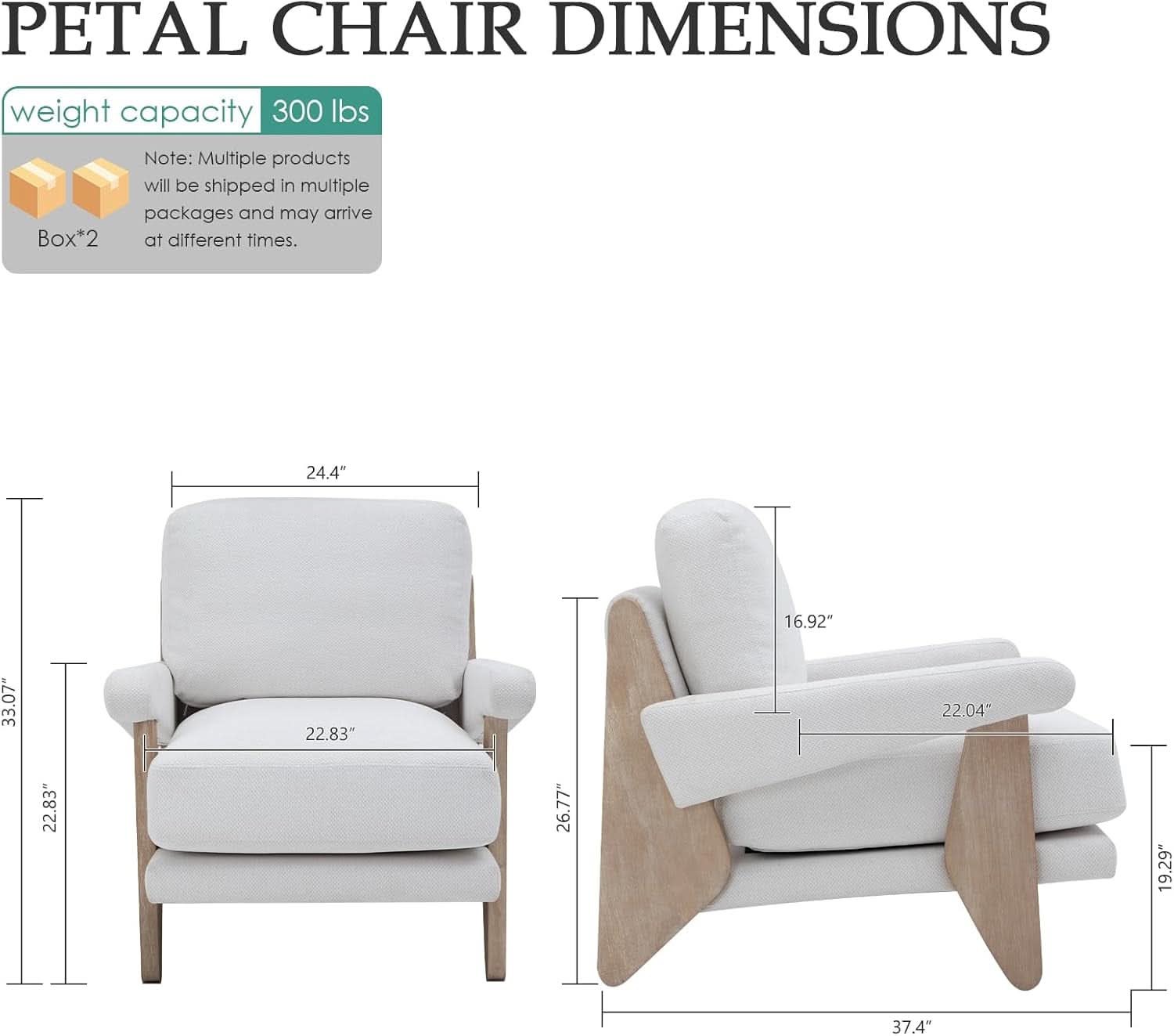 Ivory Chenille Accent Chair Solid Wood LivingRoomSet
