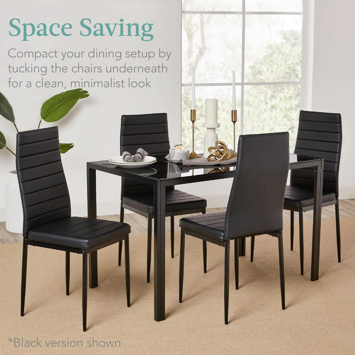 Ivory Gold 5 Piece Glass Dining Set With Upholstered Chairs