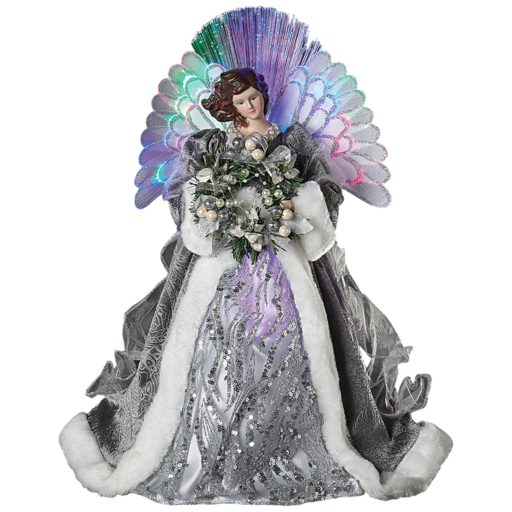 Ivory Lace Fiber Optic Angel Tree Topper – 16 Inch