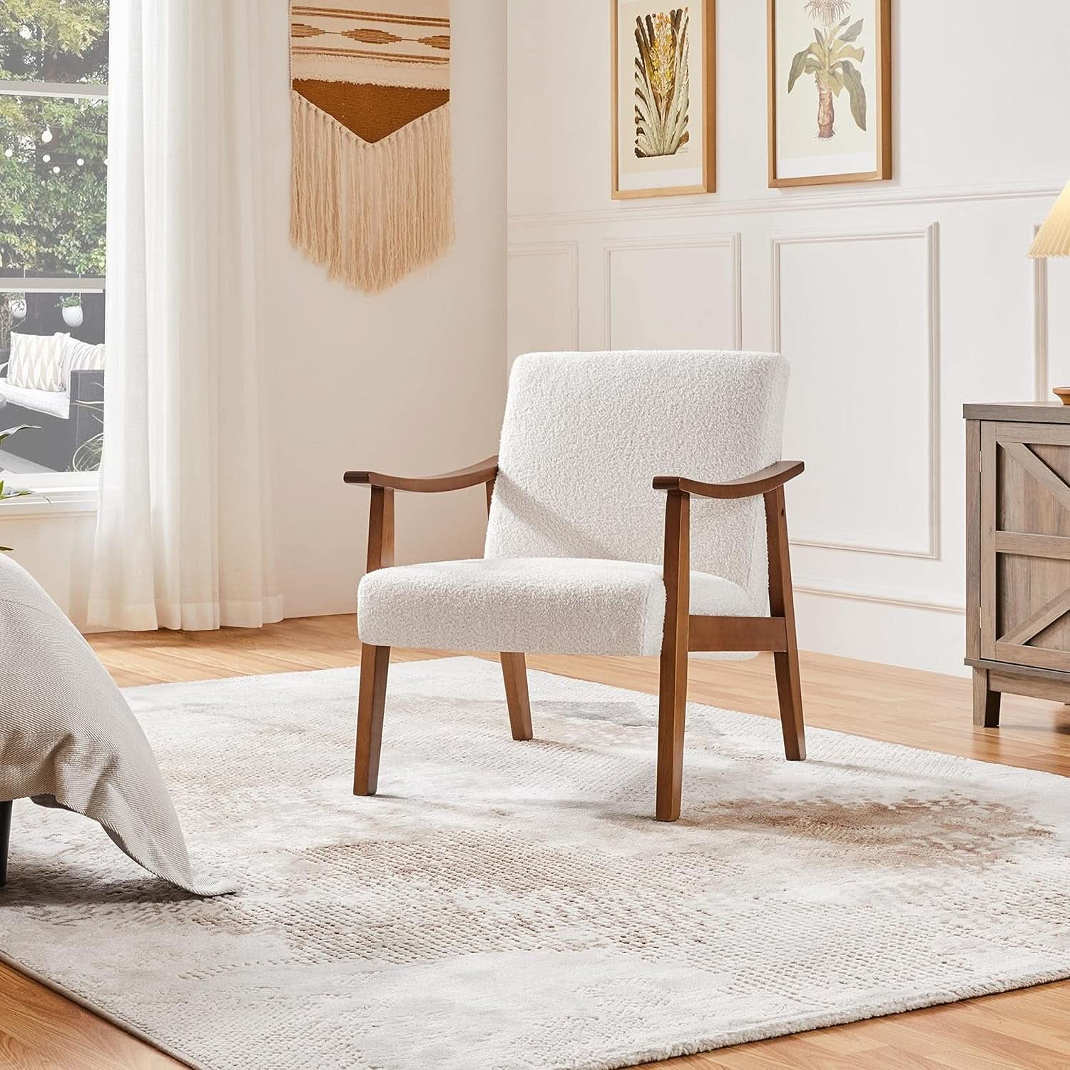 Ivory Professionally Upholstered Fabric Armchair High Back