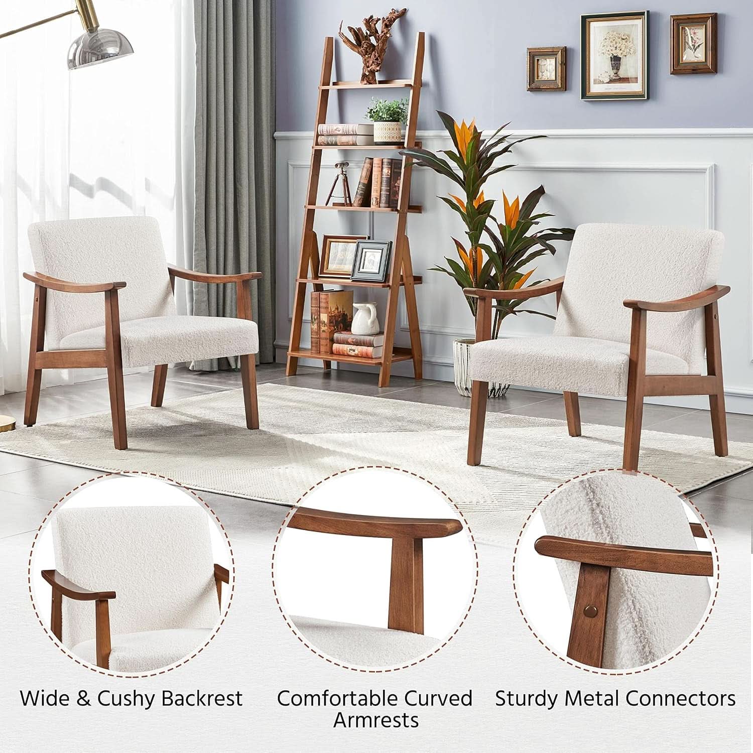 Ivory Professionally Upholstered Fabric Armchair High Back