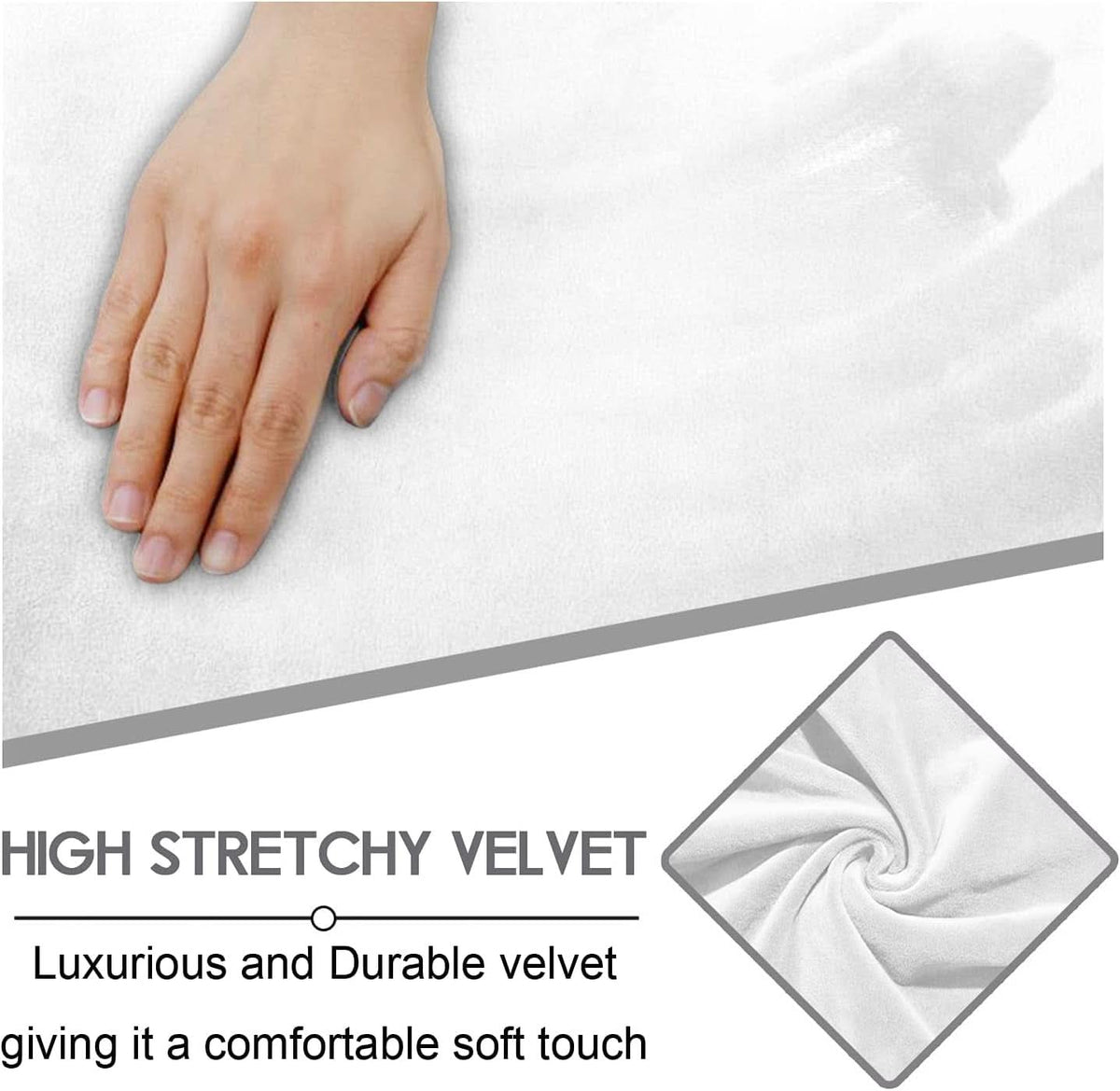 Ivory Velvet 8 Piece Reclining Loveseat Slipcover Set