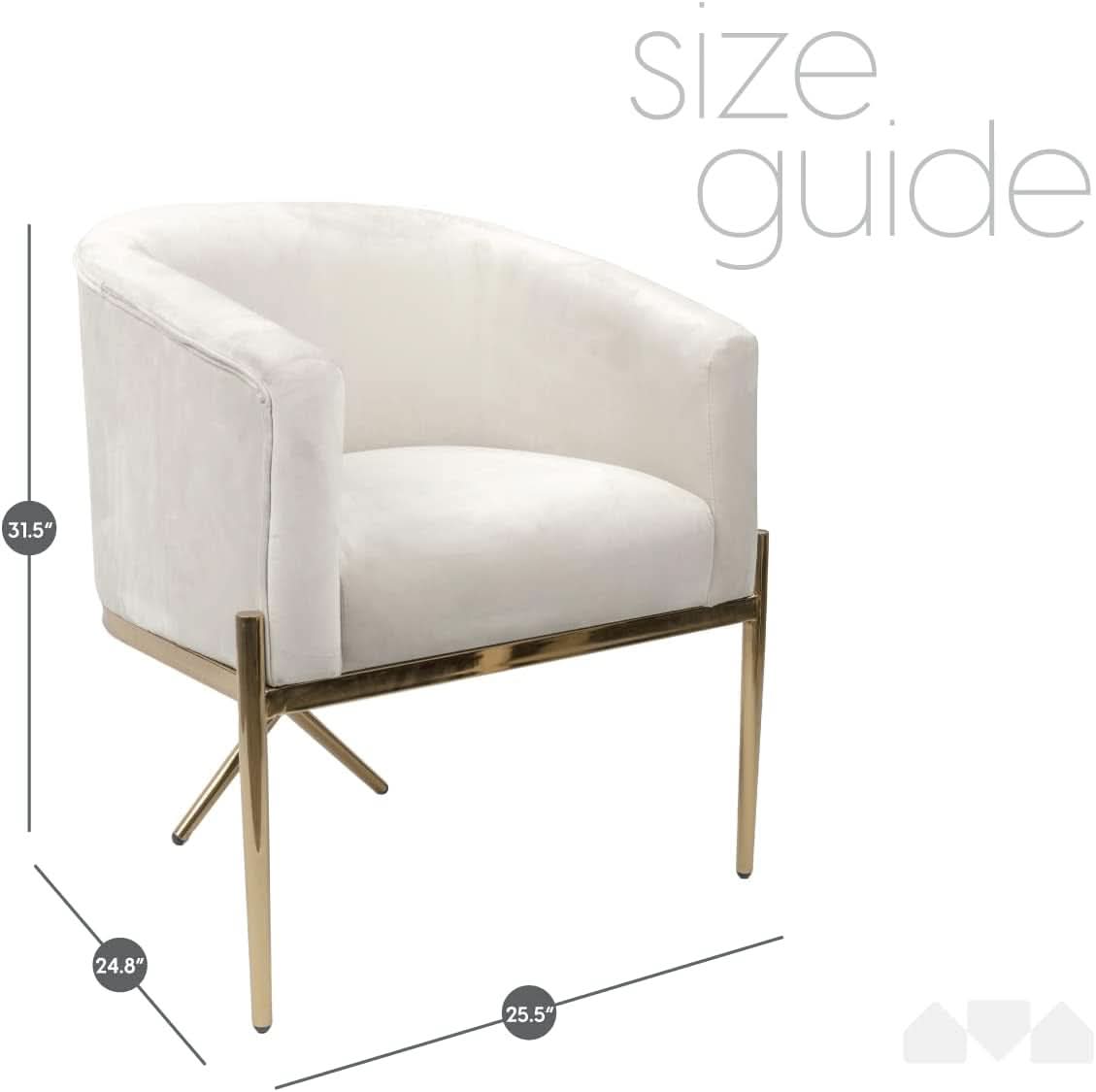 Ivory Velvet Arm Chair With Gold Legs Upholstered Easy Clean