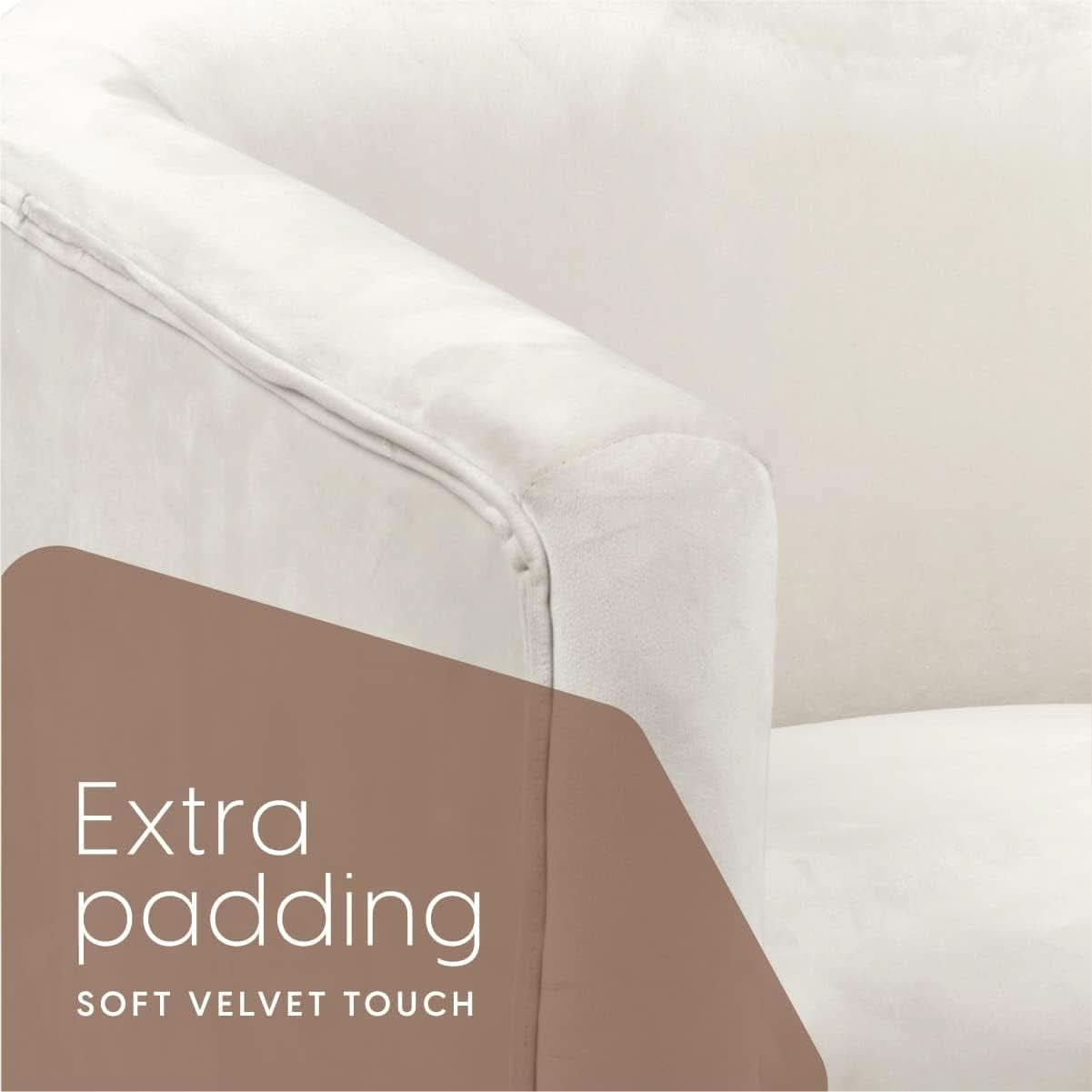 Ivory Velvet Arm Chair With Gold Legs Upholstered Easy Clean