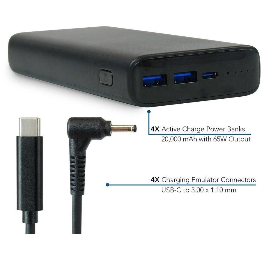 JAR Systems Adapt4 USB-C Charging Station with Active Charge Upgrade and Acer Connectors - ADAPT4-ACTIV - Desktop Charging System with Charger, 4X Power Banks, and 4 Adapter Cables