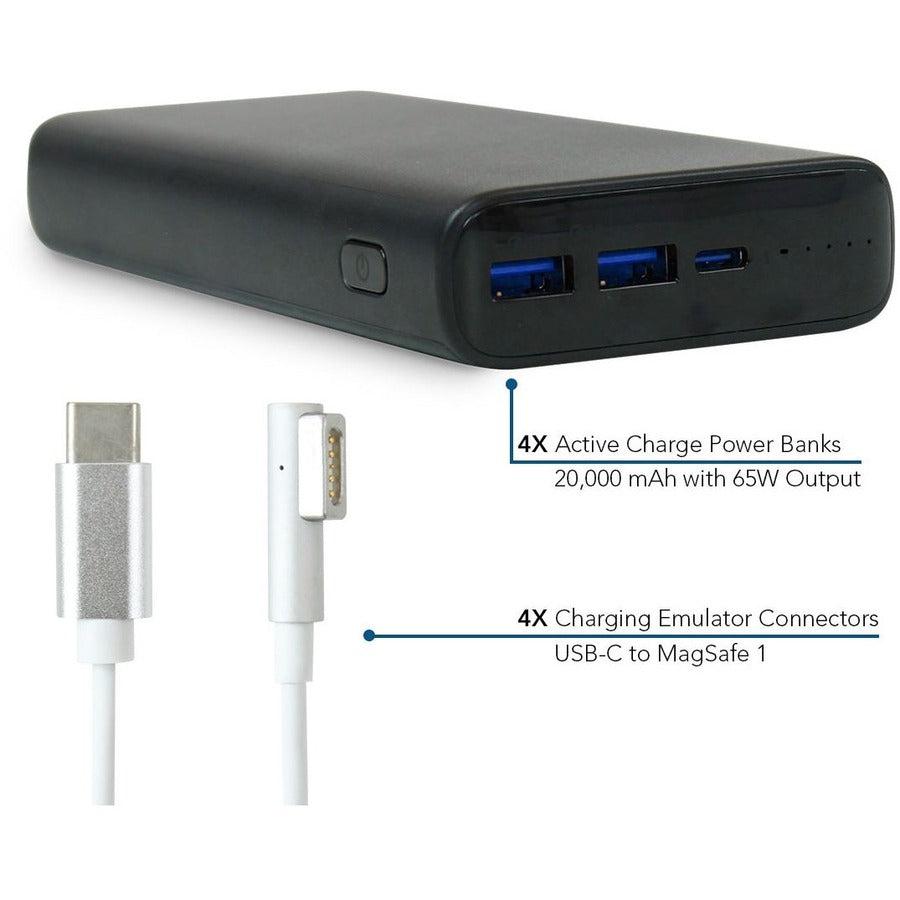 JAR Systems Adapt4 USB-C Charging Station with Active Charge Upgrade and Apple Connectors - ADAPT4-ACTIV - Desktop Charging System with Charger, 4X Power Banks, and 4 Adapter Cables A4USBC2YPBMS1