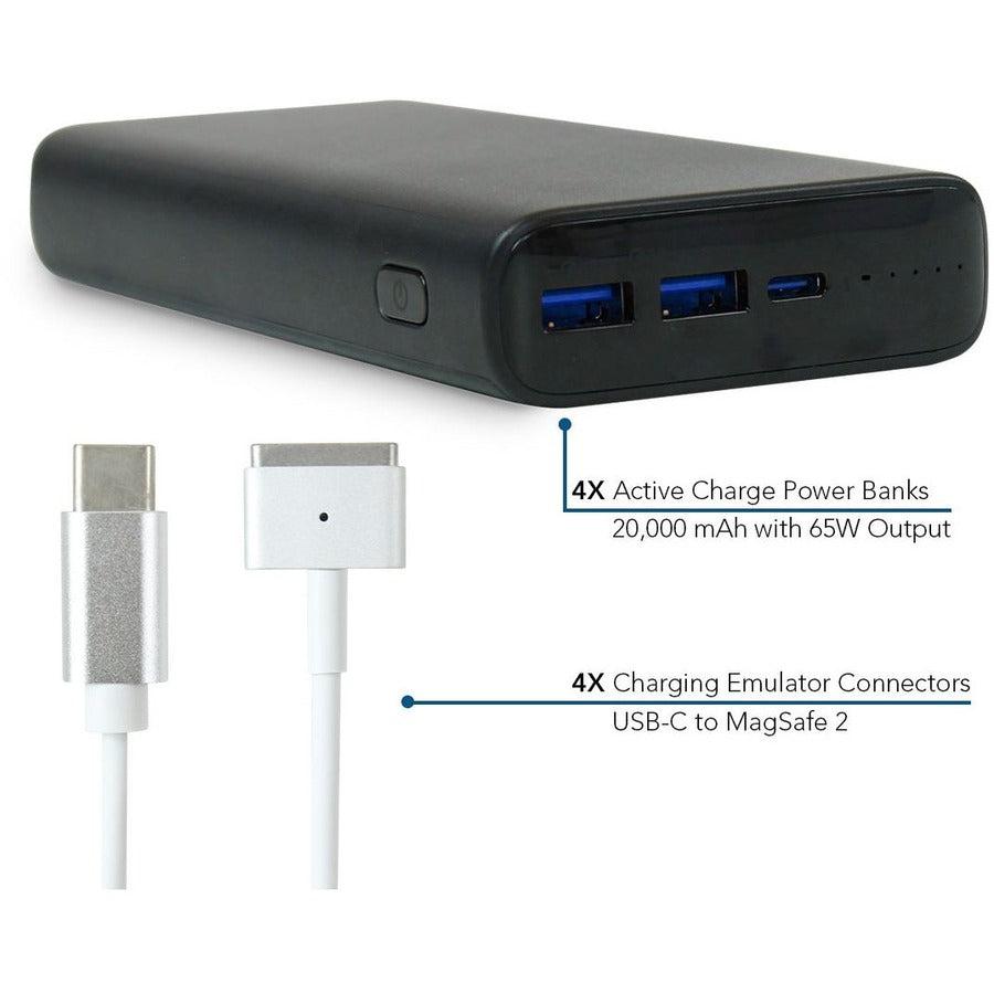 JAR Systems Adapt4 USB-C Charging Station with Active Charge Upgrade and Apple Connectors - ADAPT4-ACTIV - Desktop Charging System with Charger, 4X Power Banks, and 4 Adapter Cables A4USBC2YPBMS2