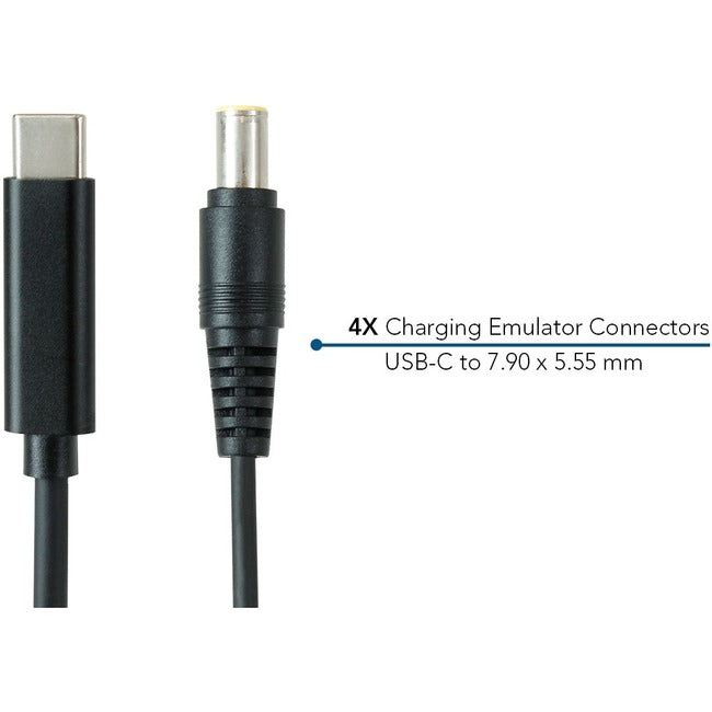 JAR Systems Emulator Charging Cables for Lenovo Devices 4-Pack of USB-C PD to 7.90 x 5.55 mm Connectors A4-UCLN-X131