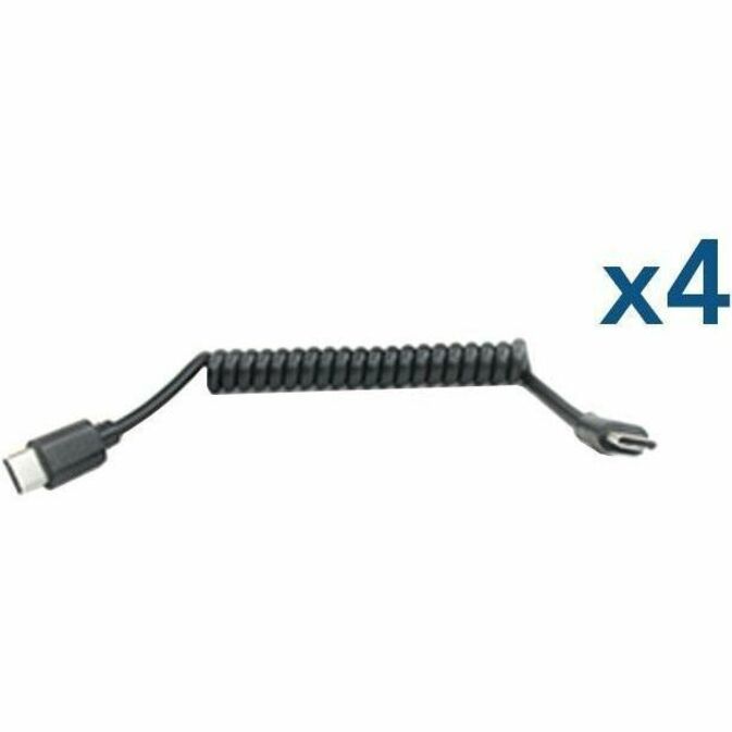 JAR Systems - USB-C to USB-C Tip Connectors - 4 Pack - 4 USB-C to USB-C Coiled Cables - AC ADAPT4-USBC-CABLE