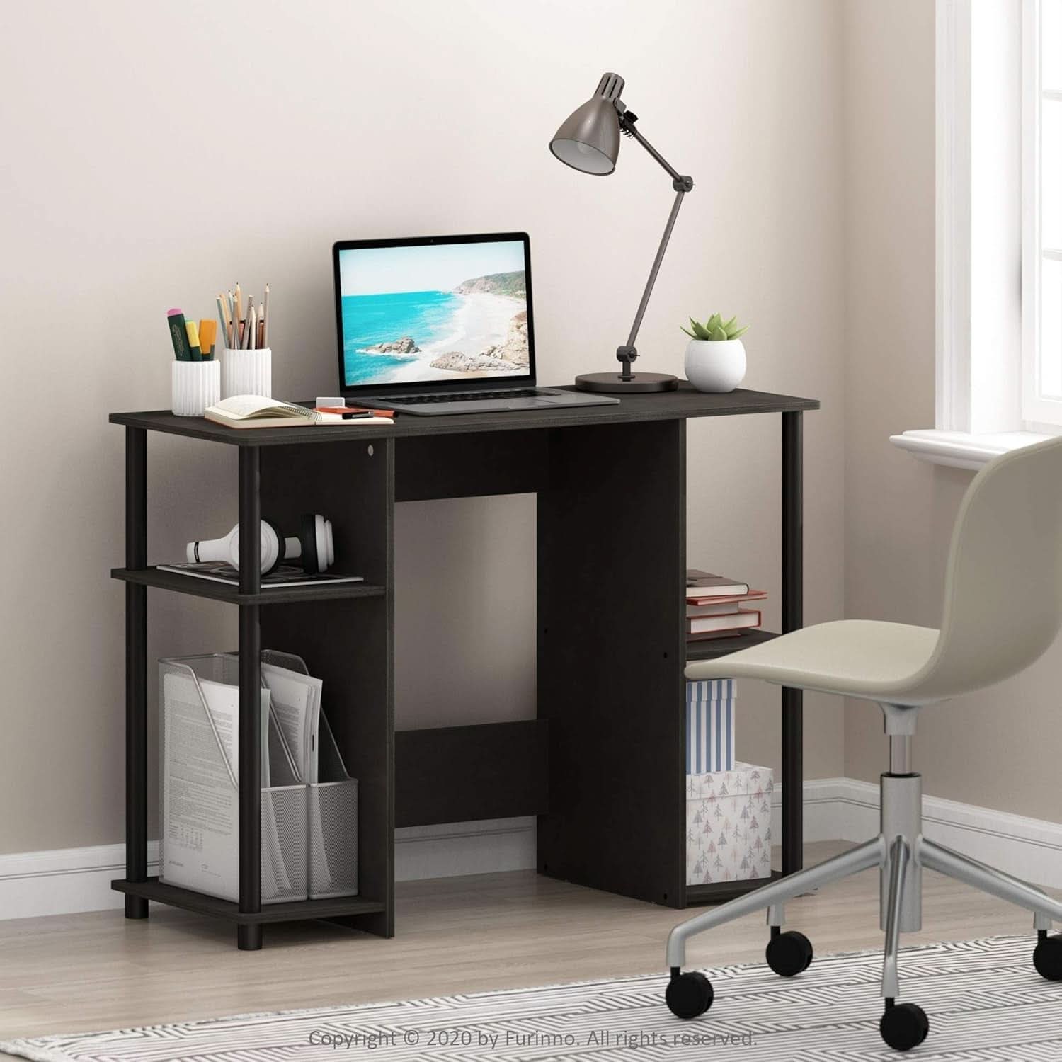 JAYA Computer Study Desk With Open Storage Espresso Finish