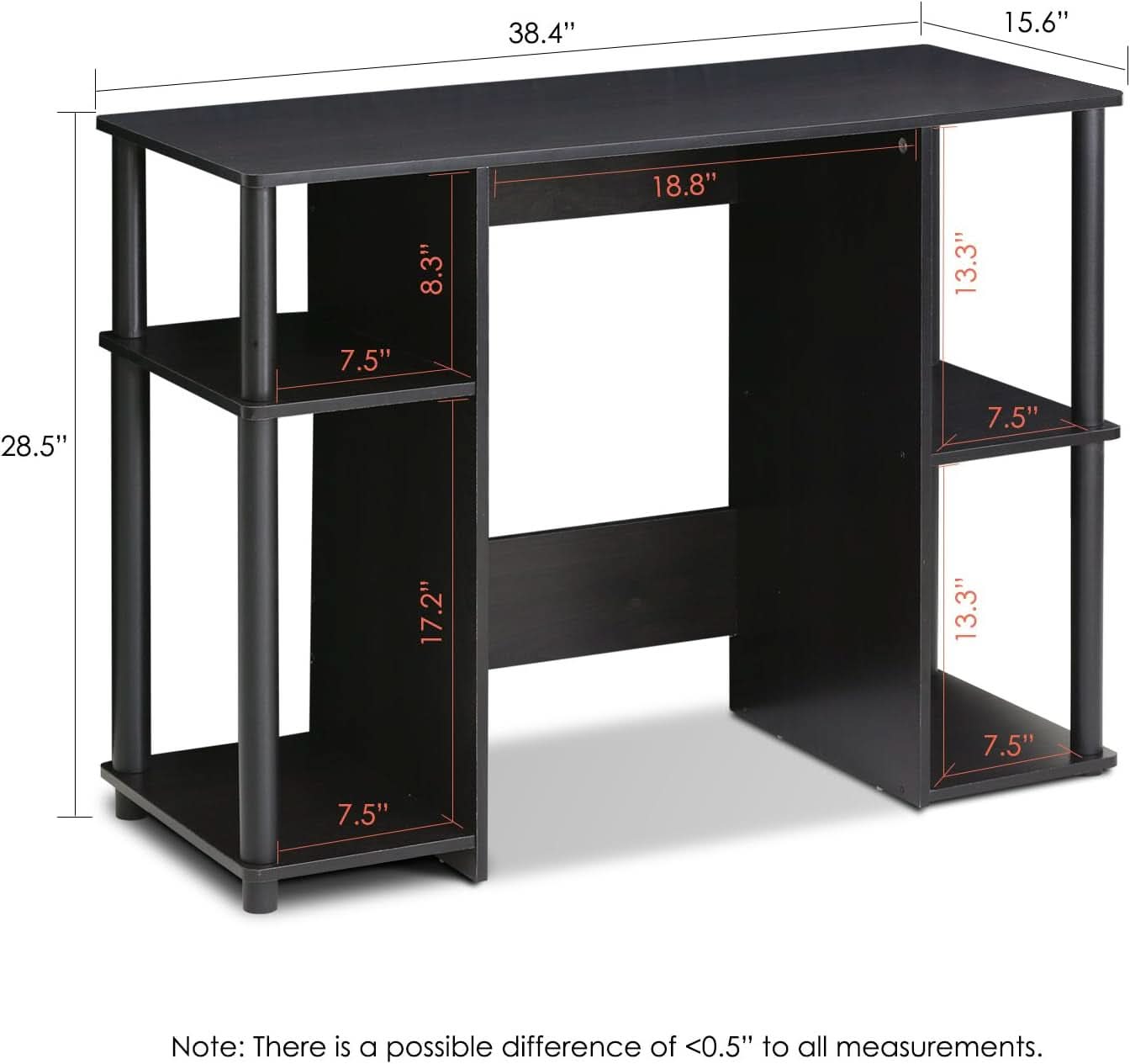 JAYA Computer Study Desk With Open Storage Espresso Finish
