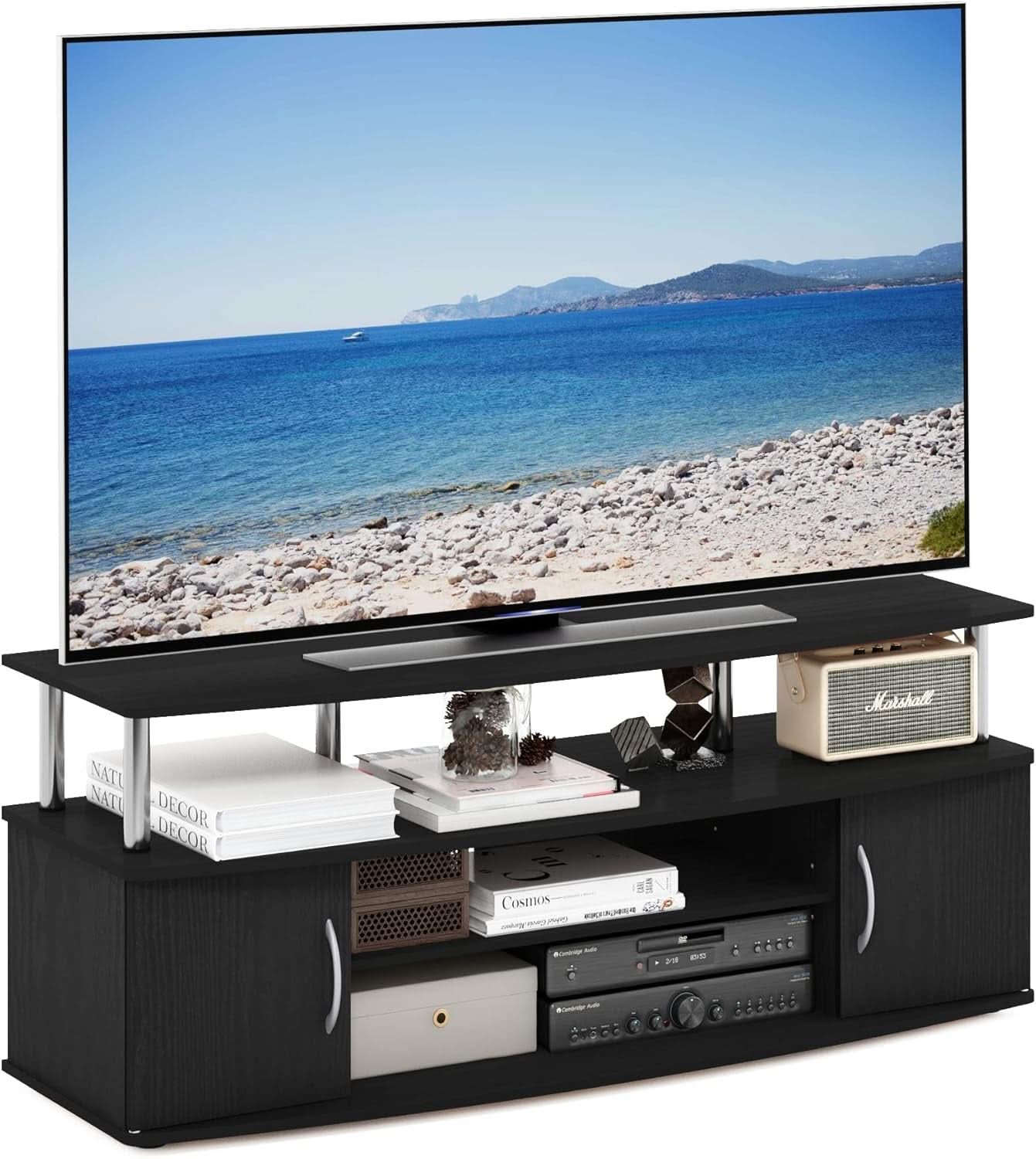 JAYA Entertainment Stand For 55 Inch TV Americano Chrome