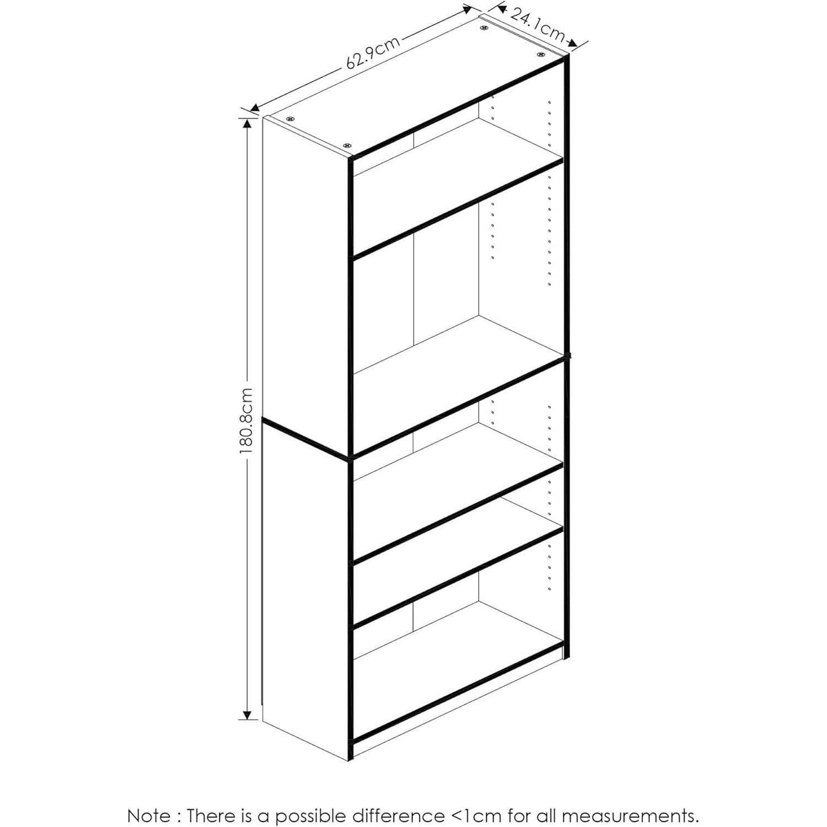 JAYA Simply Home 5-Tier Bookcase Espresso Storage Shelf