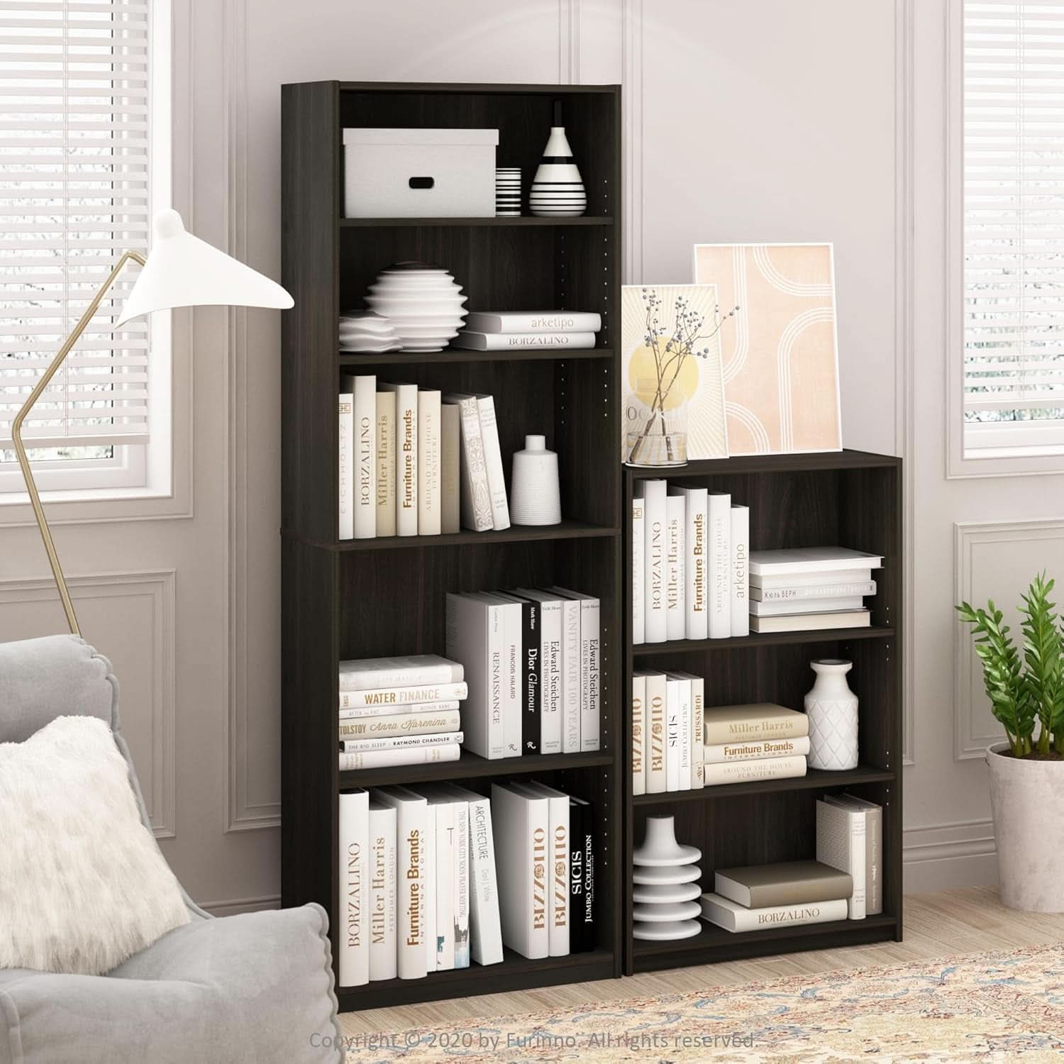 JAYA Simply Home 5-Tier Bookcase Espresso Storage Shelf